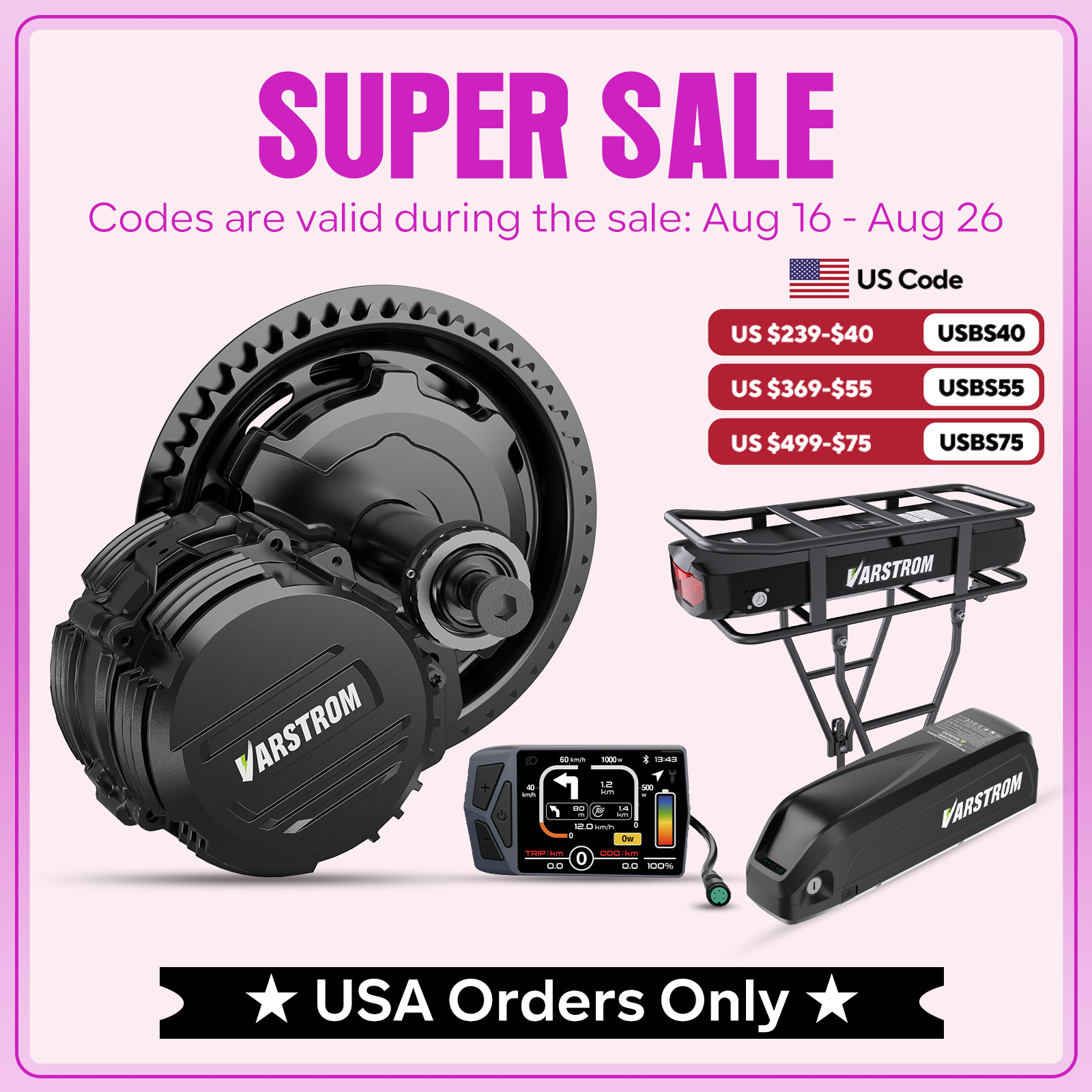 High Torque Brushless Mid Motor Kit - Varstrom TSDZ2B TSDZ8 TSDZ16 Mid Drive