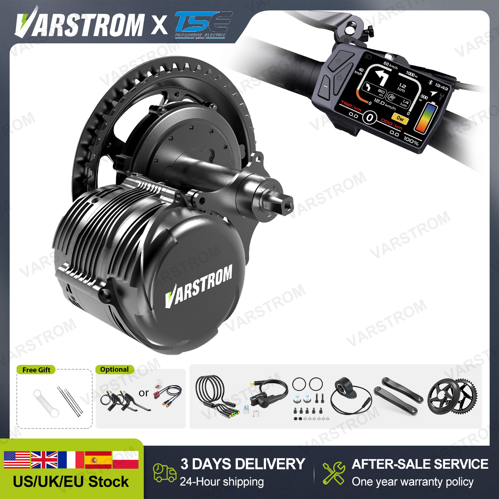 Torque Sensor Mid Drive Motor Kit - [USA Stock] Tongsheng 750W TSDZ8 TSDZ16