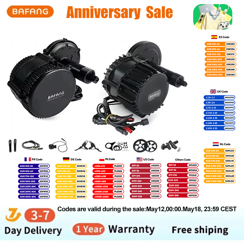 Side Hung Mid Drive Motor Kit - Bafang BBSHD 1000W 48V 68mm Mid