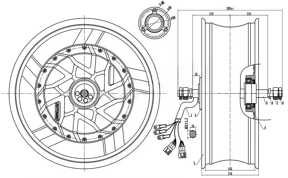 QSMOTOR 17X6.0 Inch 273 12000W - 12000W Electric Motorcycle Hub Motor recensie en prijs