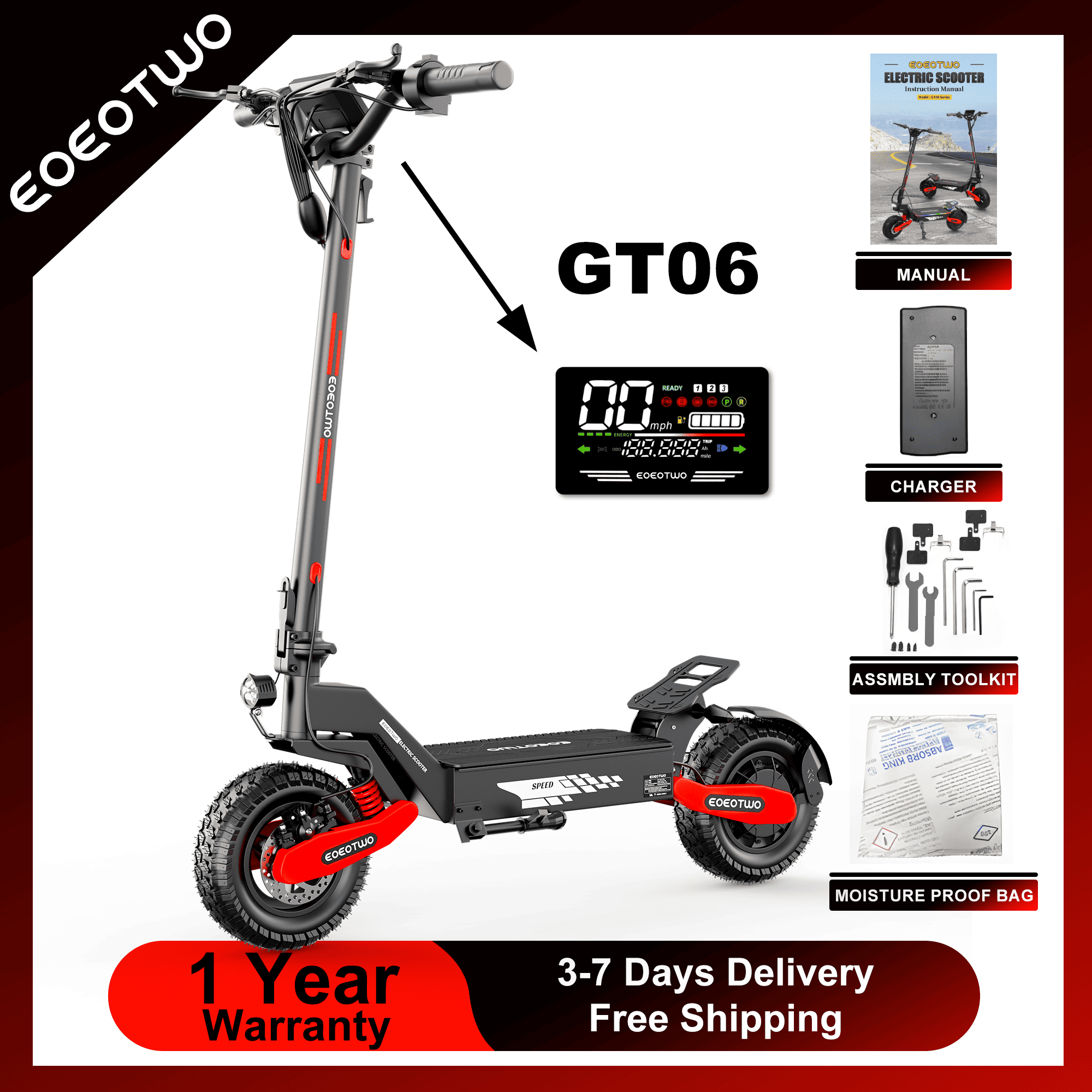 EOEOTWO GT06 Elektrische Scoot - Dual Motor Ebike Kit 2000W recensie en prijs